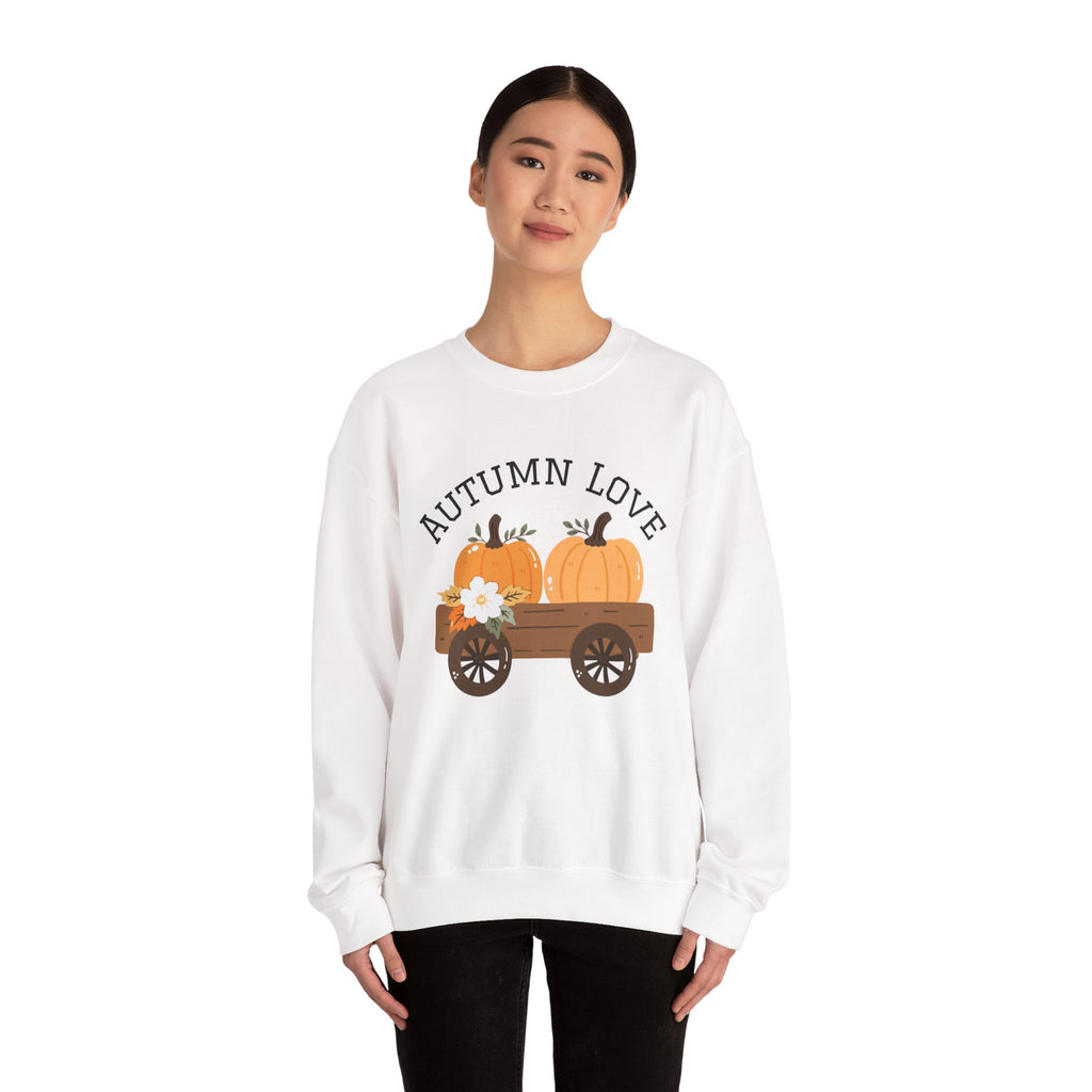 Autumn Love Crewneck Sweatshirt | Cozy Fall Apparel, Pumpkin Sweater, Harvest Gift, Thanksgiving Clothing, Seasonal Fashion