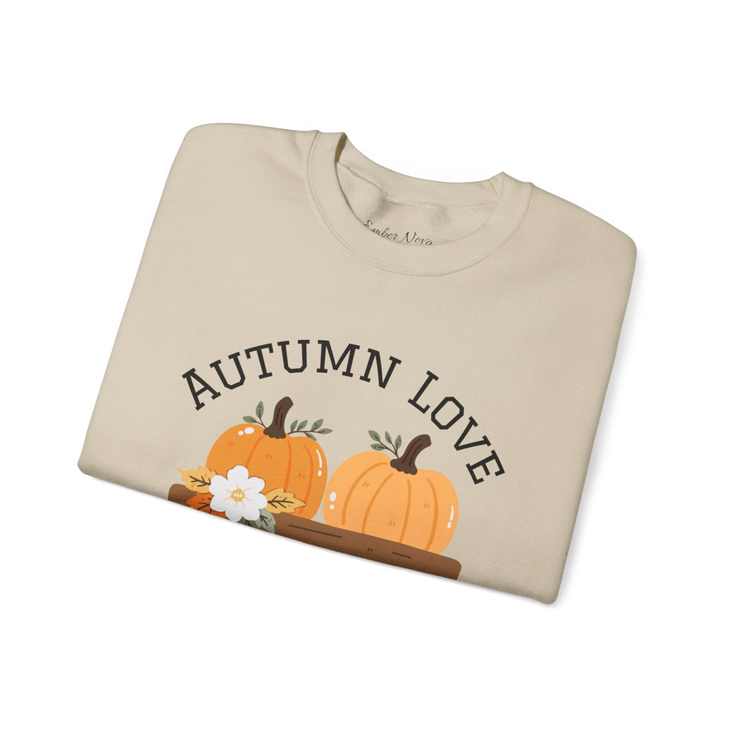Autumn Love Crewneck Sweatshirt | Cozy Fall Apparel, Pumpkin Sweater, Harvest Gift, Thanksgiving Clothing, Seasonal Fashion