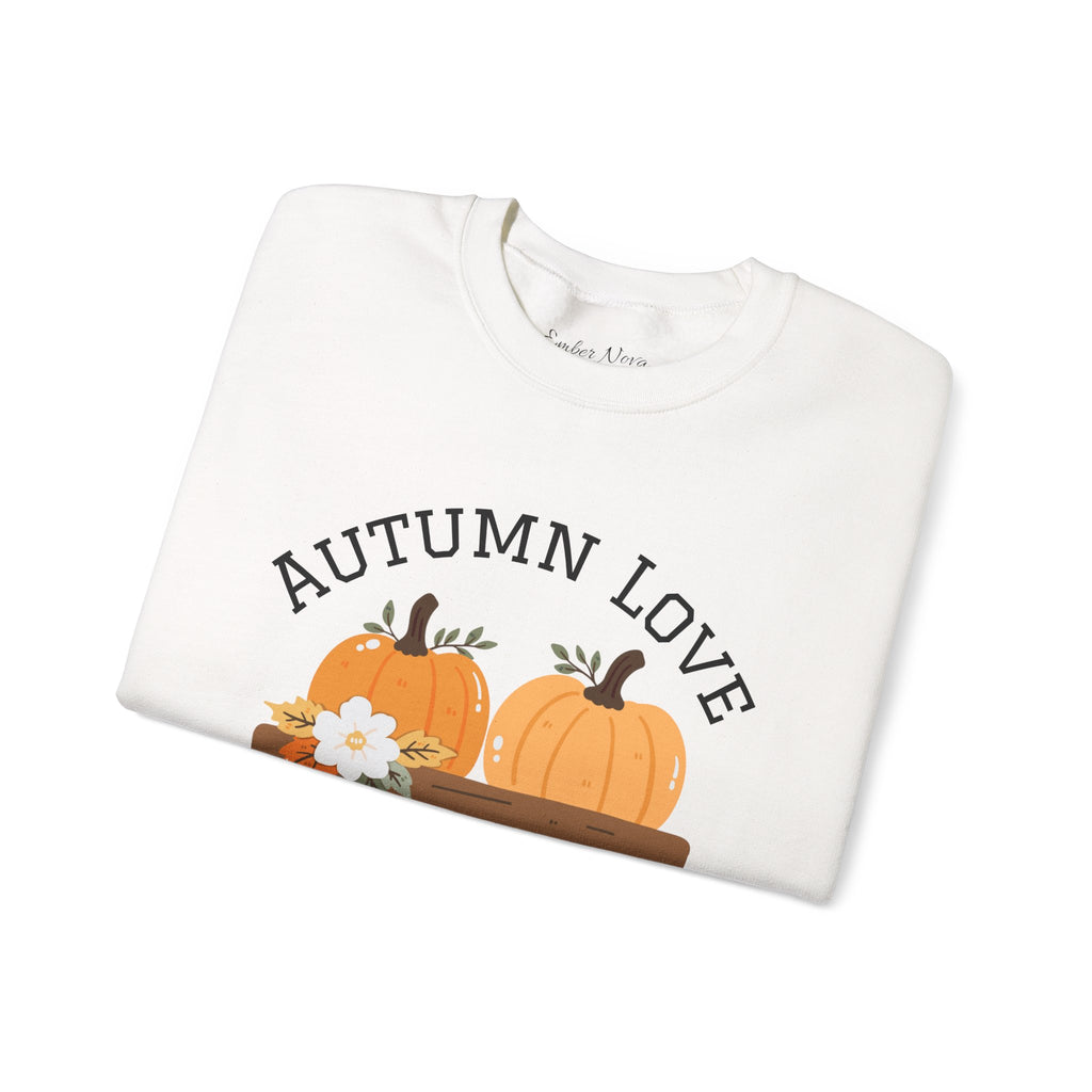 Autumn Love Crewneck Sweatshirt | Cozy Fall Apparel, Pumpkin Sweater, Harvest Gift, Thanksgiving Clothing, Seasonal Fashion