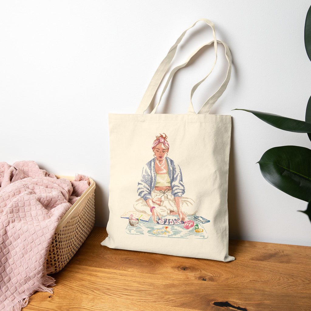 Artistic Cotton Canvas Tote Bag - Perfect for Eco-Friendly Shopping and Everyday Use