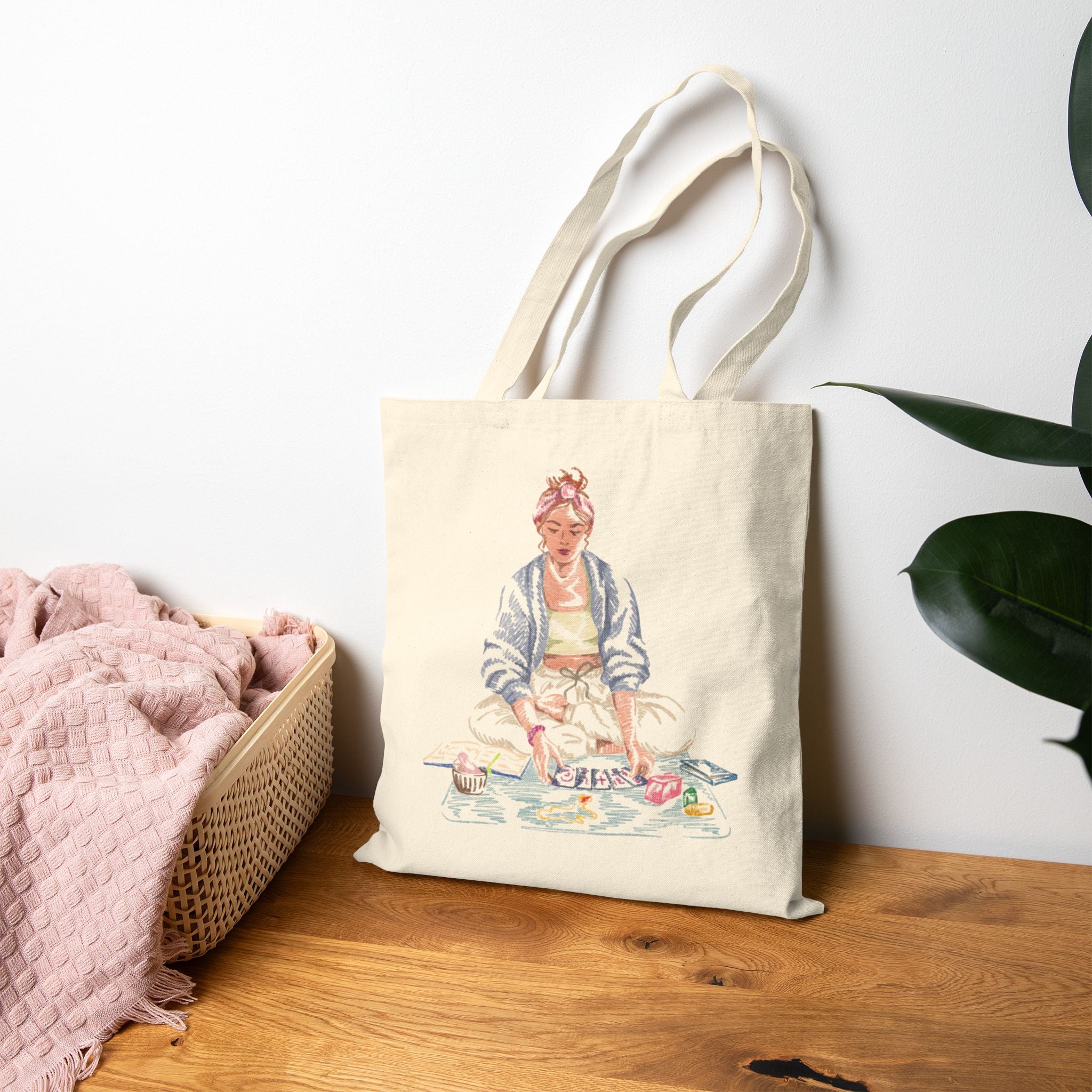 Artistic Cotton Canvas Tote Bag - Perfect for Eco-Friendly Shopping and Everyday Use