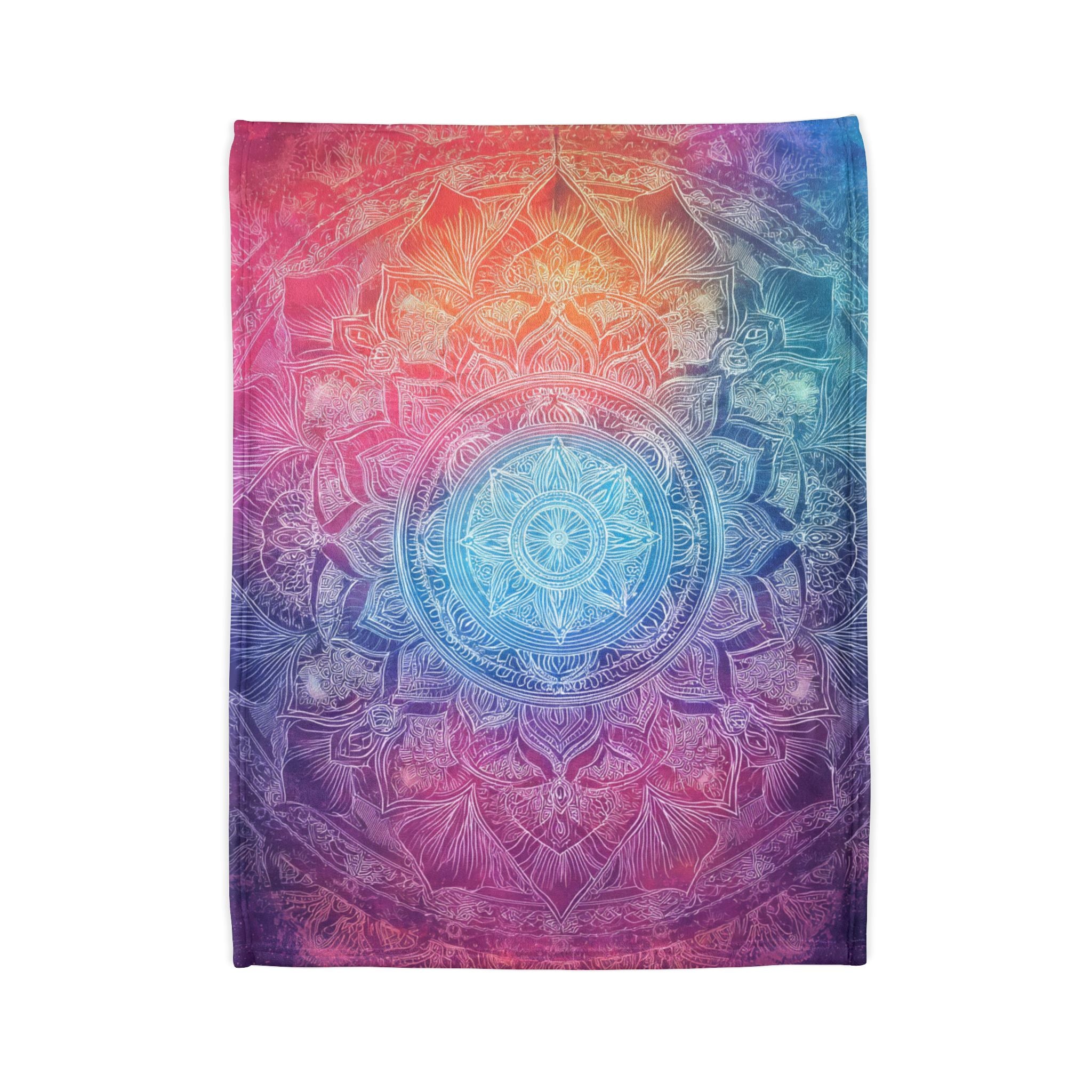 Mandala Tie-Dye Plush Blanket — Boho Colorful Cozy Throw for Yoga, Meditation & Home
