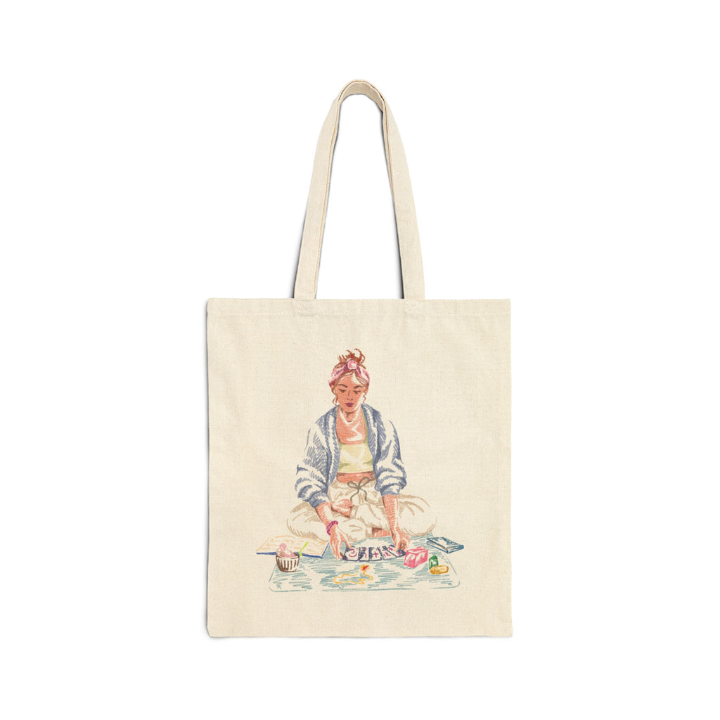 Artistic Cotton Canvas Tote Bag - Perfect for Eco-Friendly Shopping and Everyday Use