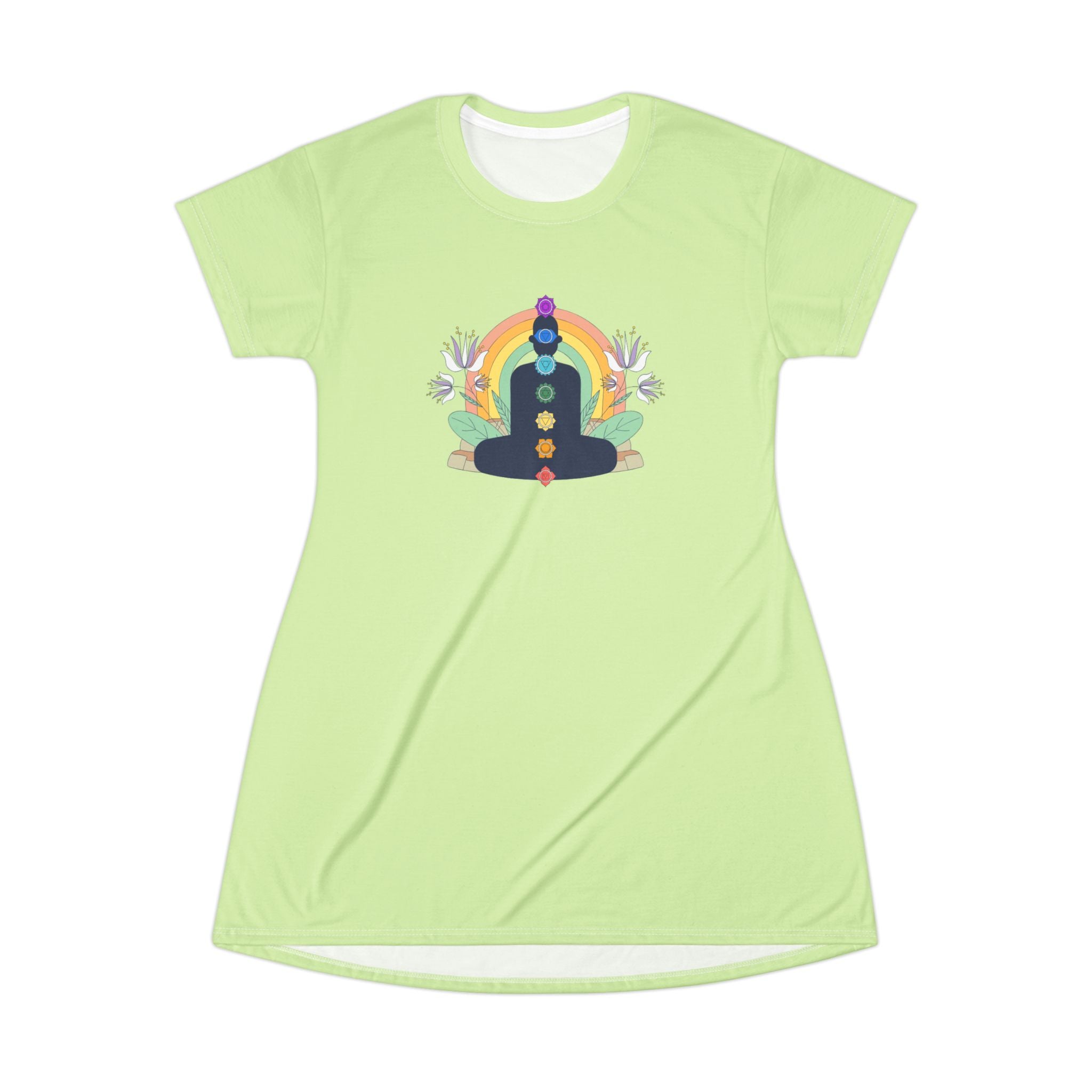 Zen Rainbow Chakra T-Shirt Dress for Relaxation