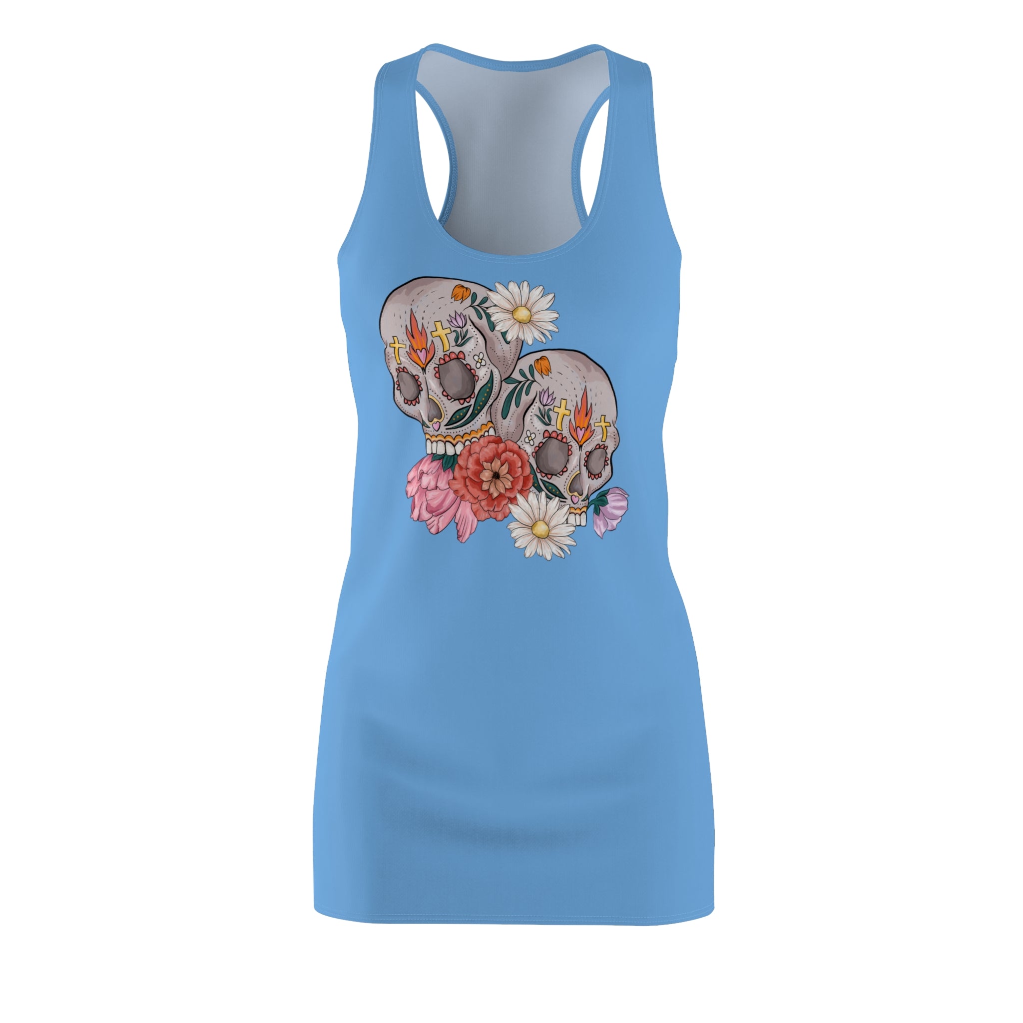 Floral Skull Women's Racerback Dress - Trendy & Stylish