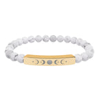 Engraved Moon Phase Natural Stone Stretch Bracelet