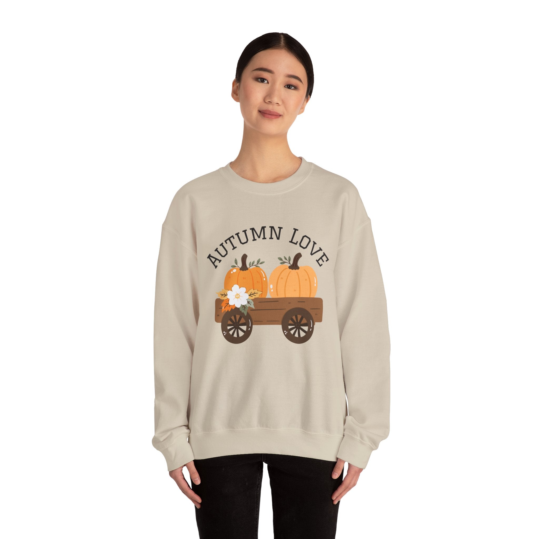 Autumn Love Crewneck Sweatshirt | Cozy Fall Apparel, Pumpkin Sweater, Harvest Gift, Thanksgiving Clothing, Seasonal Fashion