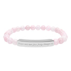 "Peace and love flow freely through me" Engraved Rose Quartz Bracelet - Personalized Gemstone Jewelry