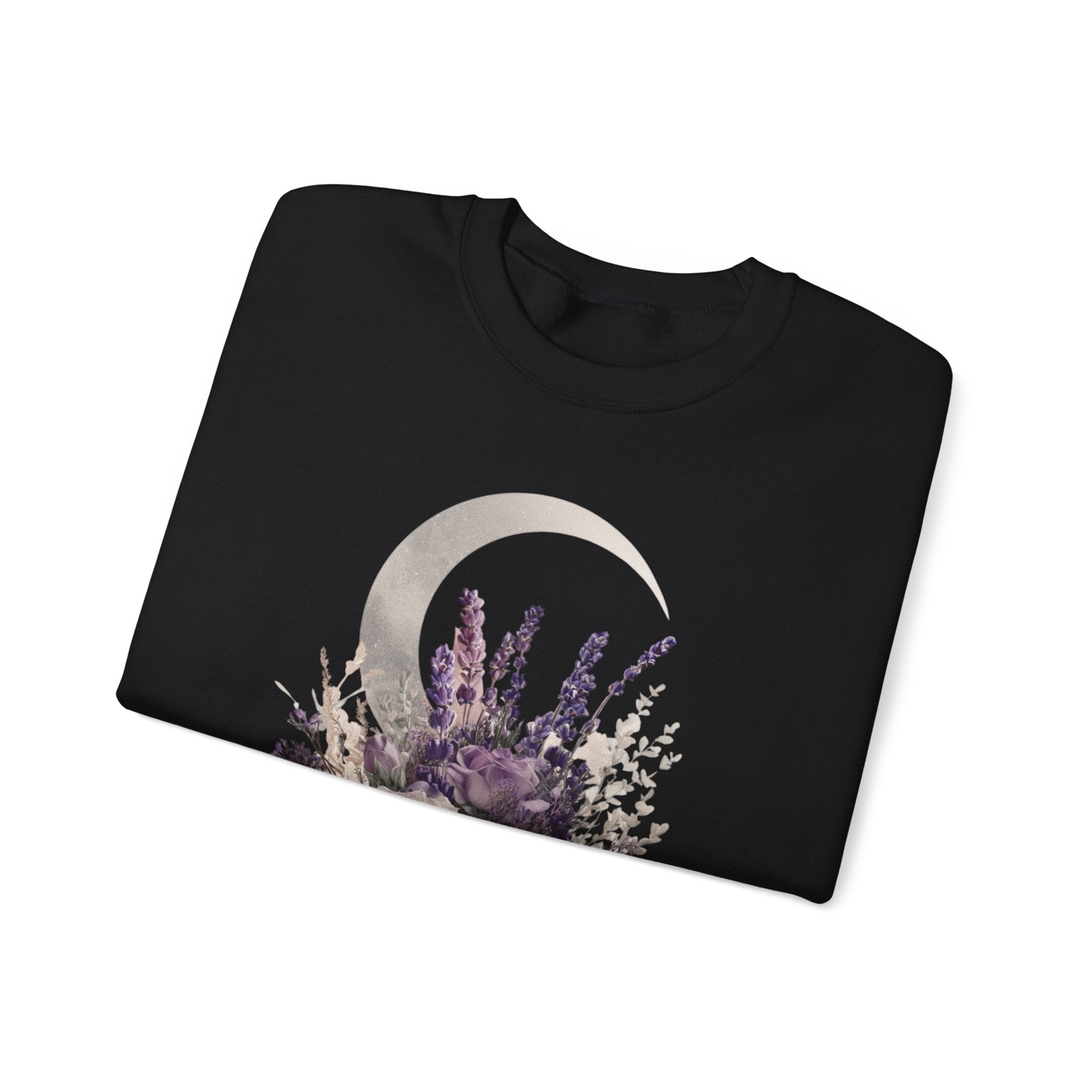 Floral Crescent Crewneck Sweatshirt – Lavender Rose Bouquet Graphic