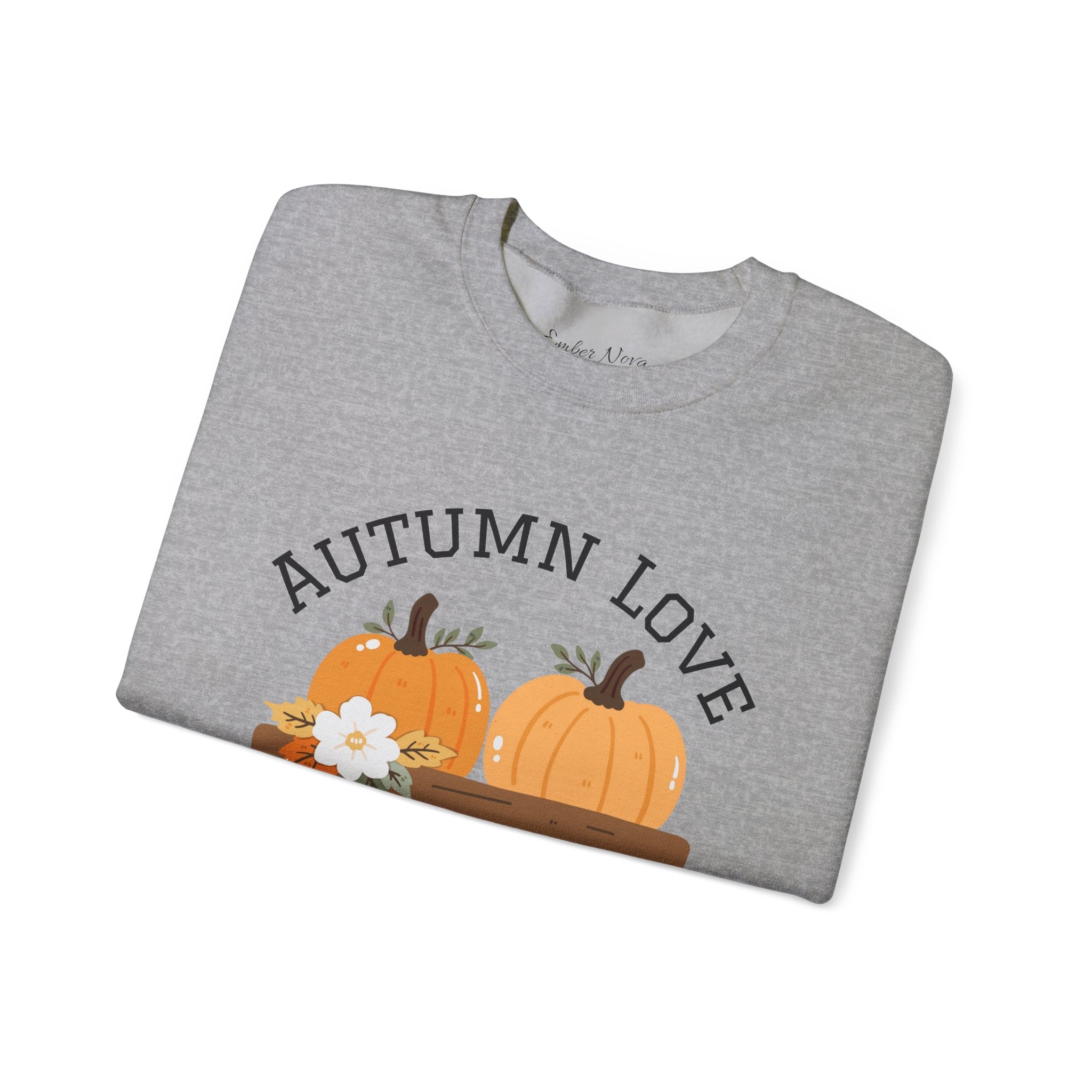 Autumn Love Crewneck Sweatshirt | Cozy Fall Apparel, Pumpkin Sweater, Harvest Gift, Thanksgiving Clothing, Seasonal Fashion