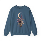 Floral Moon Mystic Sweatshirt – Moon above a floral mushroom bouquet.
