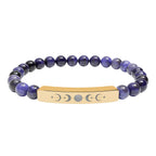 Engraved Moon Phase Natural Stone Stretch Bracelet