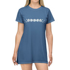 Moon Phases T-Shirt Dress - Cosmic Style for Everyday Wear