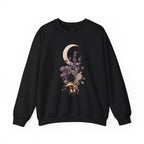 Floral Moon Mystic Sweatshirt – Moon above a floral mushroom bouquet.