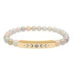 Engraved Moon Phase Natural Stone Stretch Bracelet