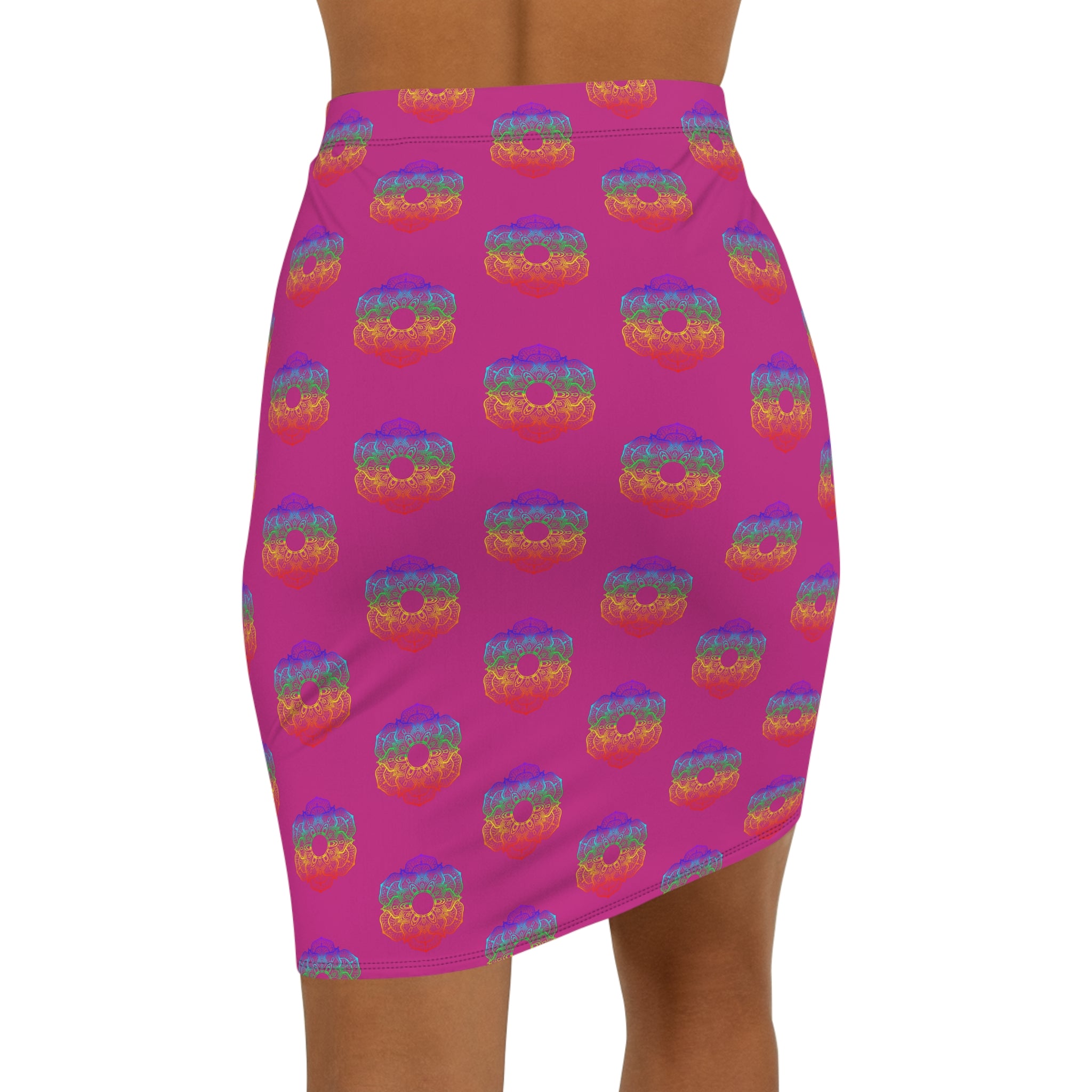 Vibrant Women's Pencil Skirt with Colorful Skull Pattern