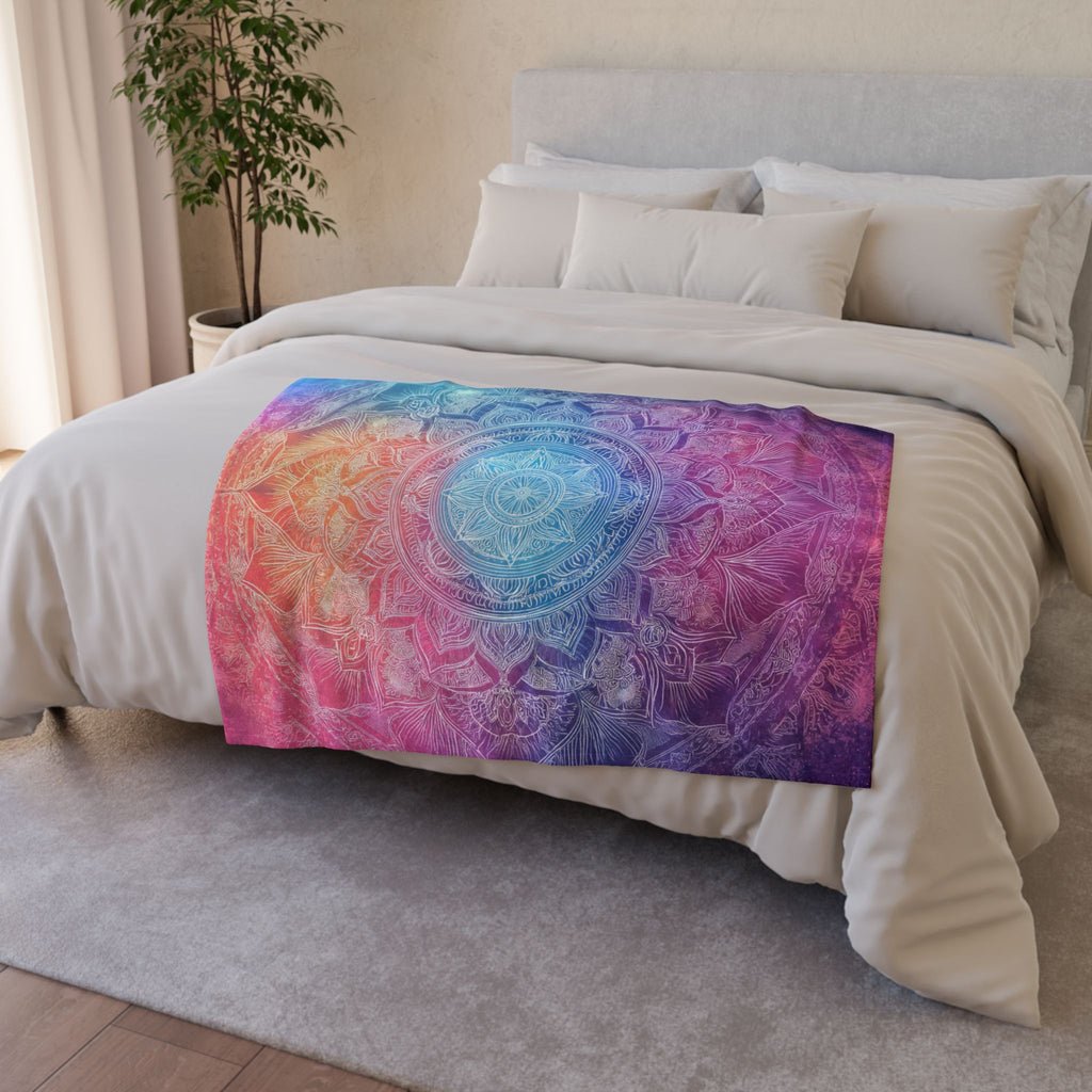 Mandala Tie-Dye Plush Blanket — Boho Colorful Cozy Throw for Yoga, Meditation & Home