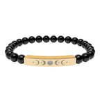 Engraved Moon Phase Natural Stone Stretch Bracelet
