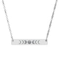 Celestial Phase Horizontal Bar Necklace - Engraved Silver Jewelry