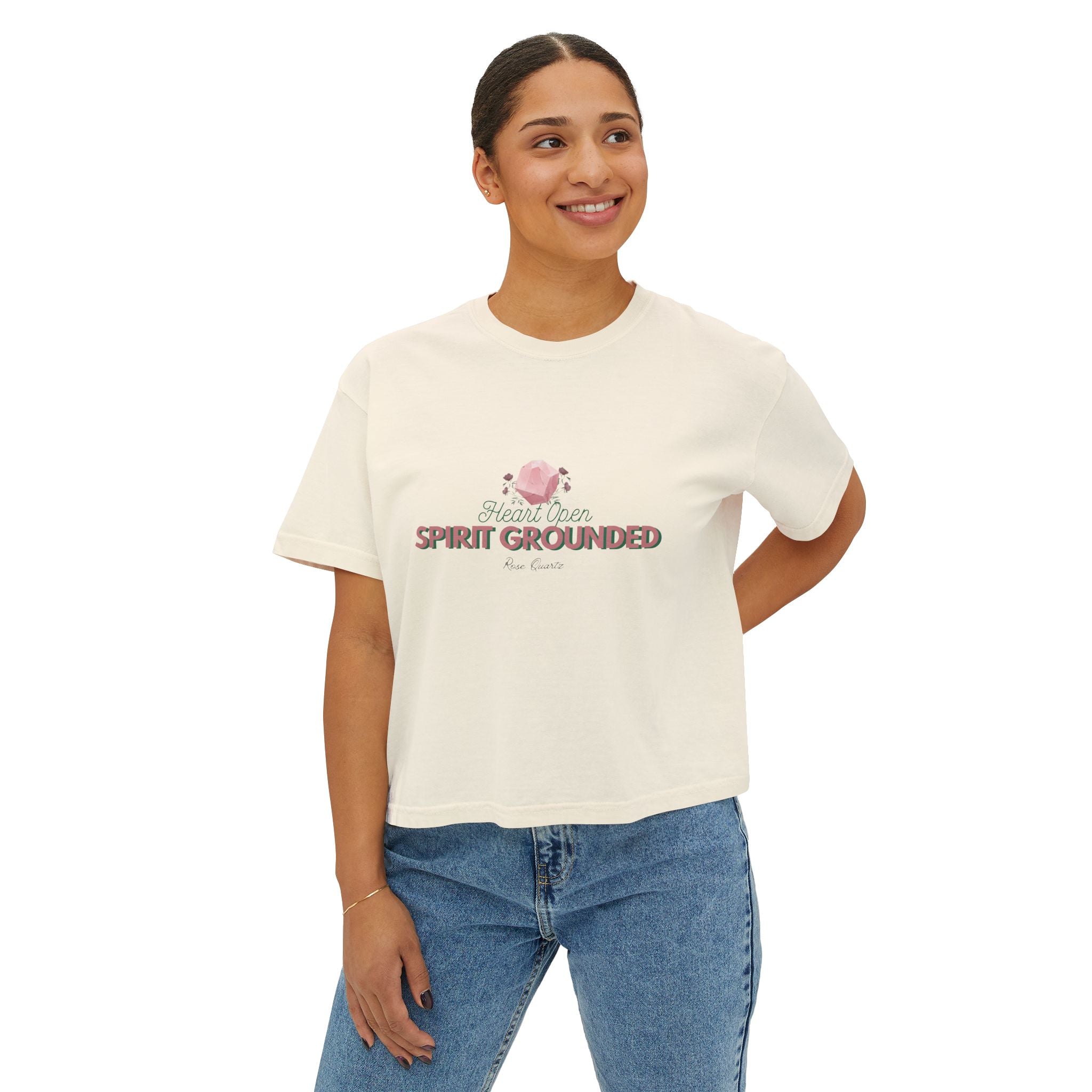 Spirit Grounded Women's Boxy Tee - Affirmation Shirt for Mindfulness & Positivity