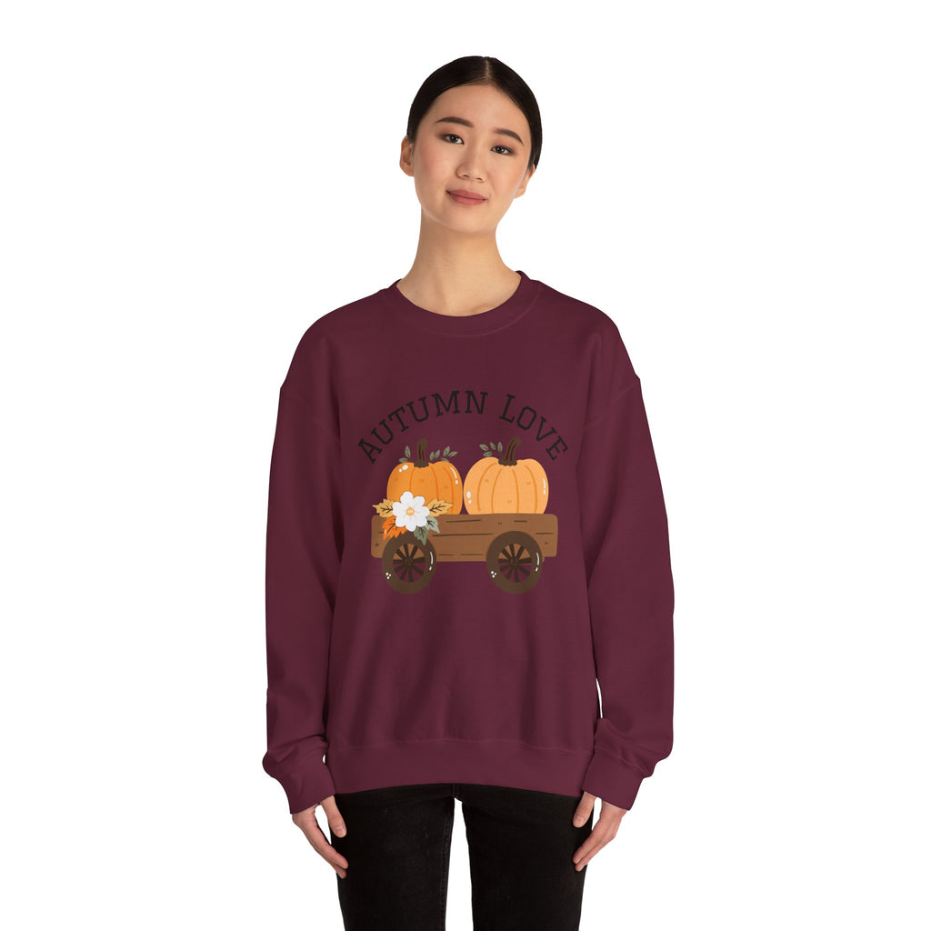 Autumn Love Crewneck Sweatshirt | Cozy Fall Apparel, Pumpkin Sweater, Harvest Gift, Thanksgiving Clothing, Seasonal Fashion