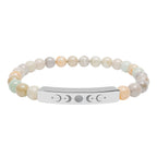 Engraved Moon Phase Natural Stone Stretch Bracelet