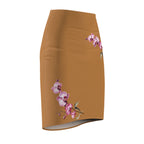 Floral Orchid Women's Pencil Skirt - Elegant Summer Fashion