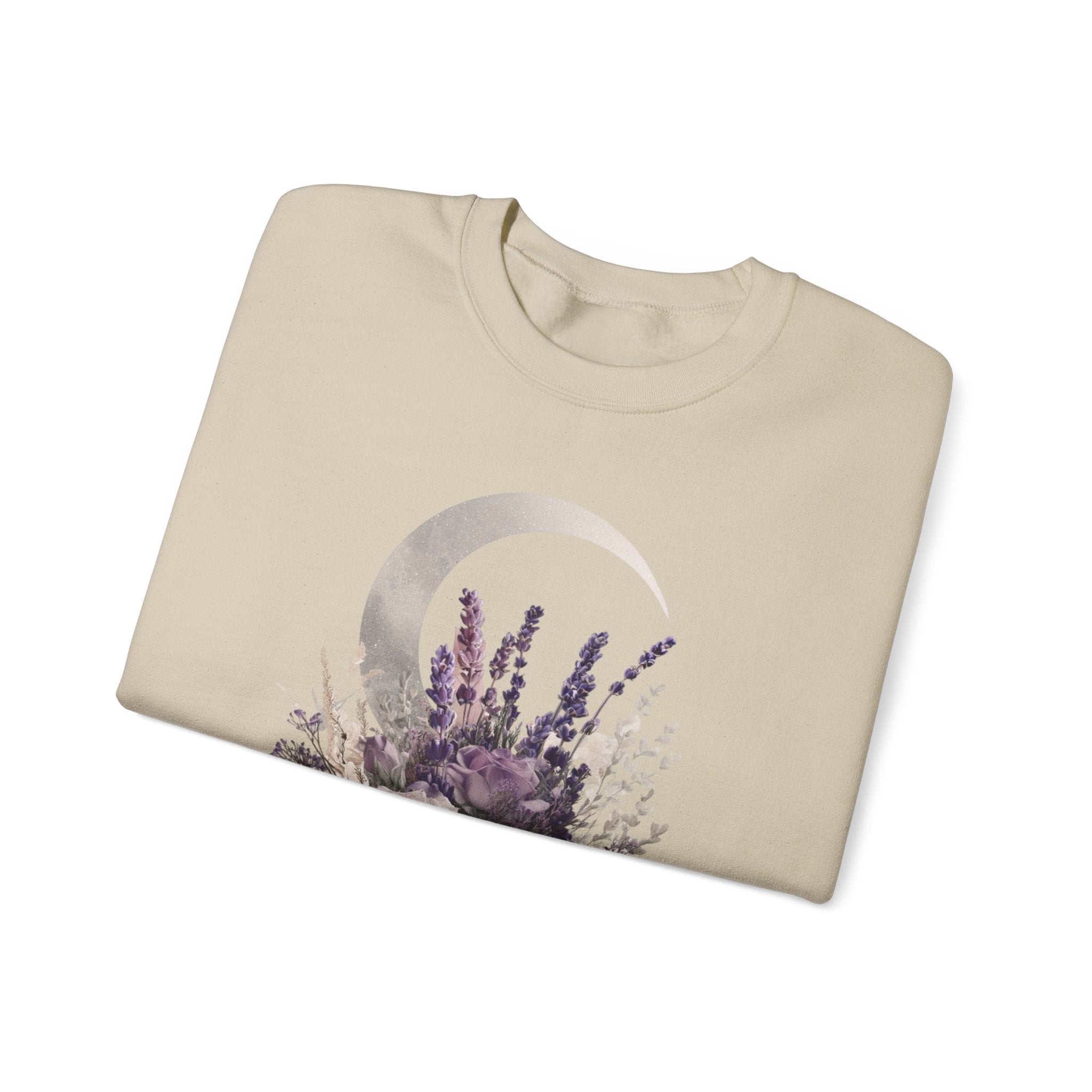 Floral Crescent Crewneck Sweatshirt – Lavender Rose Bouquet Graphic