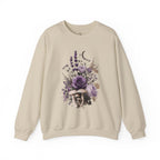 Floral Moon & Mushrooms Sweatshirt — Purple Rose Botanical Crewneck