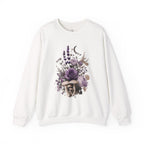 Floral Moon & Mushrooms Sweatshirt — Purple Rose Botanical Crewneck