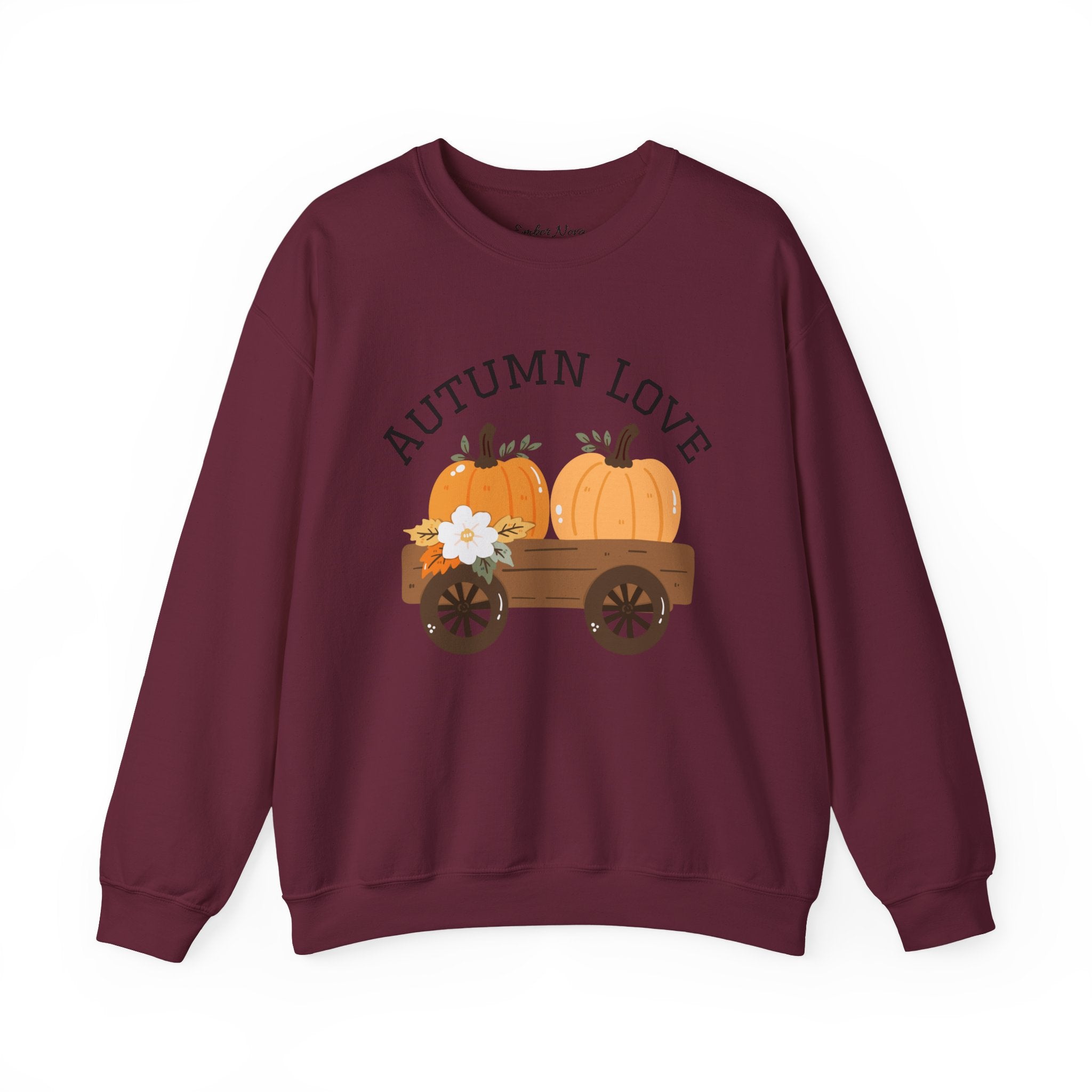 Autumn Love Crewneck Sweatshirt | Cozy Fall Apparel, Pumpkin Sweater, Harvest Gift, Thanksgiving Clothing, Seasonal Fashion
