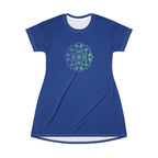 Bohemian Blue Mandala T-Shirt Dress
