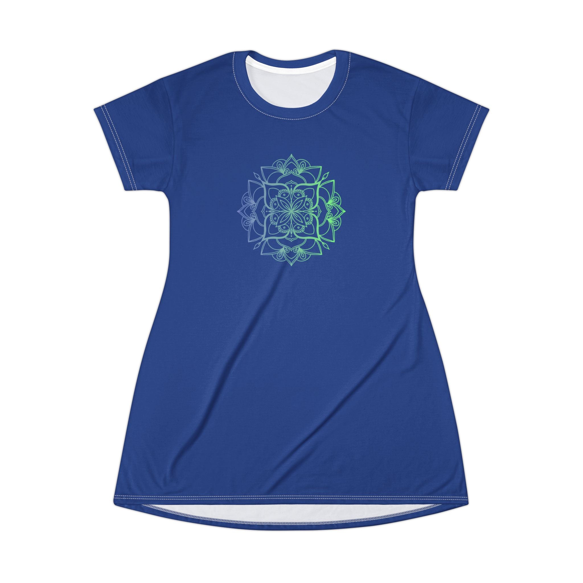 Bohemian Blue Mandala T-Shirt Dress