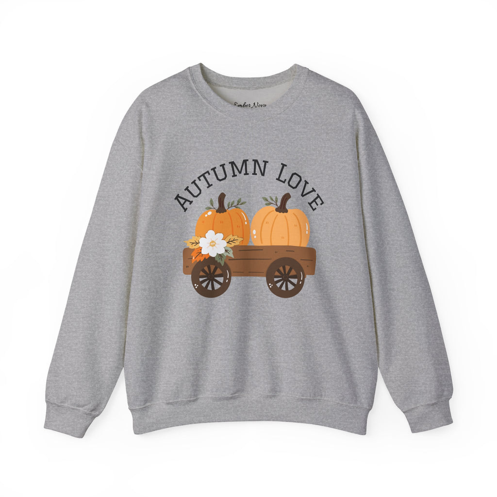 Autumn Love Crewneck Sweatshirt | Cozy Fall Apparel, Pumpkin Sweater, Harvest Gift, Thanksgiving Clothing, Seasonal Fashion