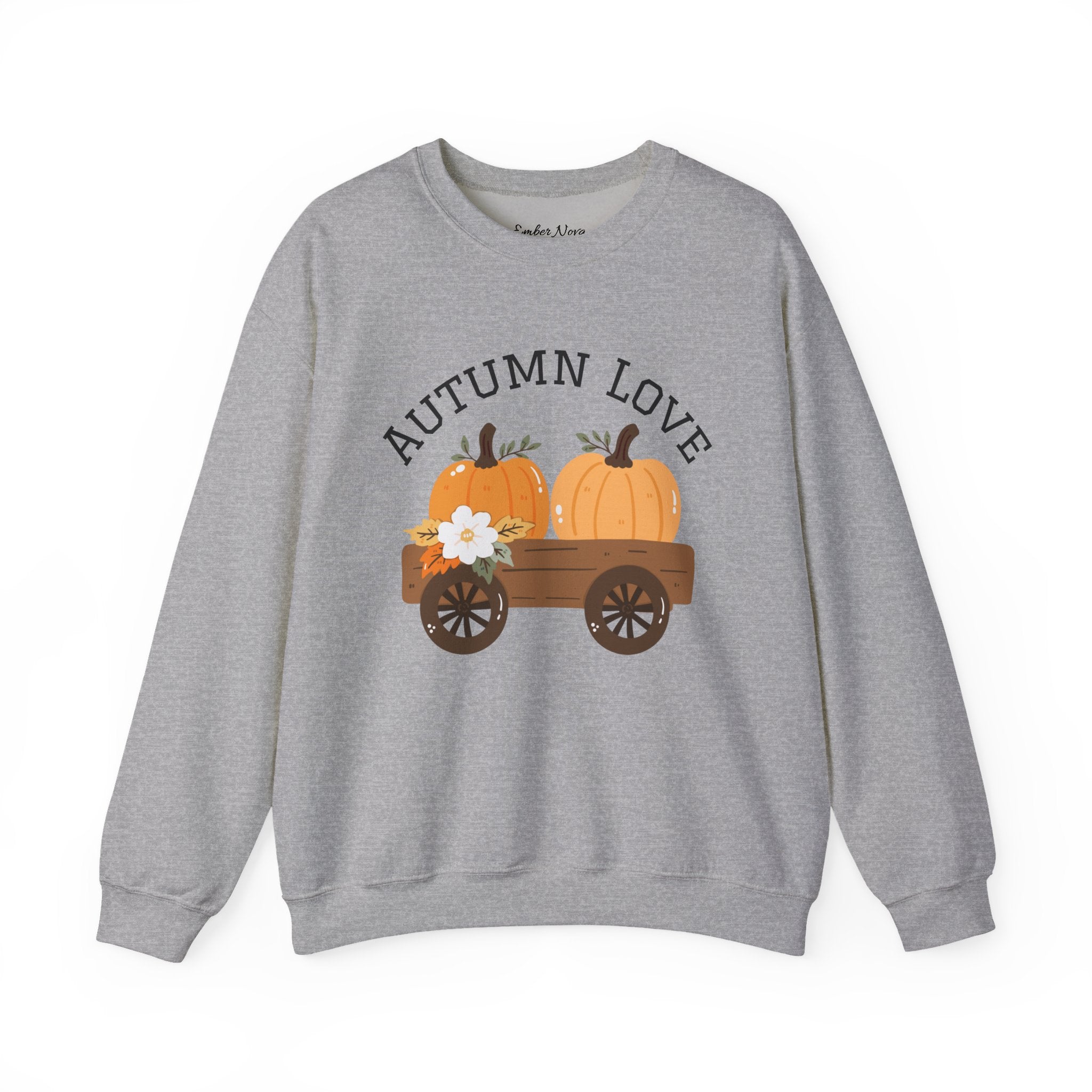 Autumn Love Crewneck Sweatshirt | Cozy Fall Apparel, Pumpkin Sweater, Harvest Gift, Thanksgiving Clothing, Seasonal Fashion