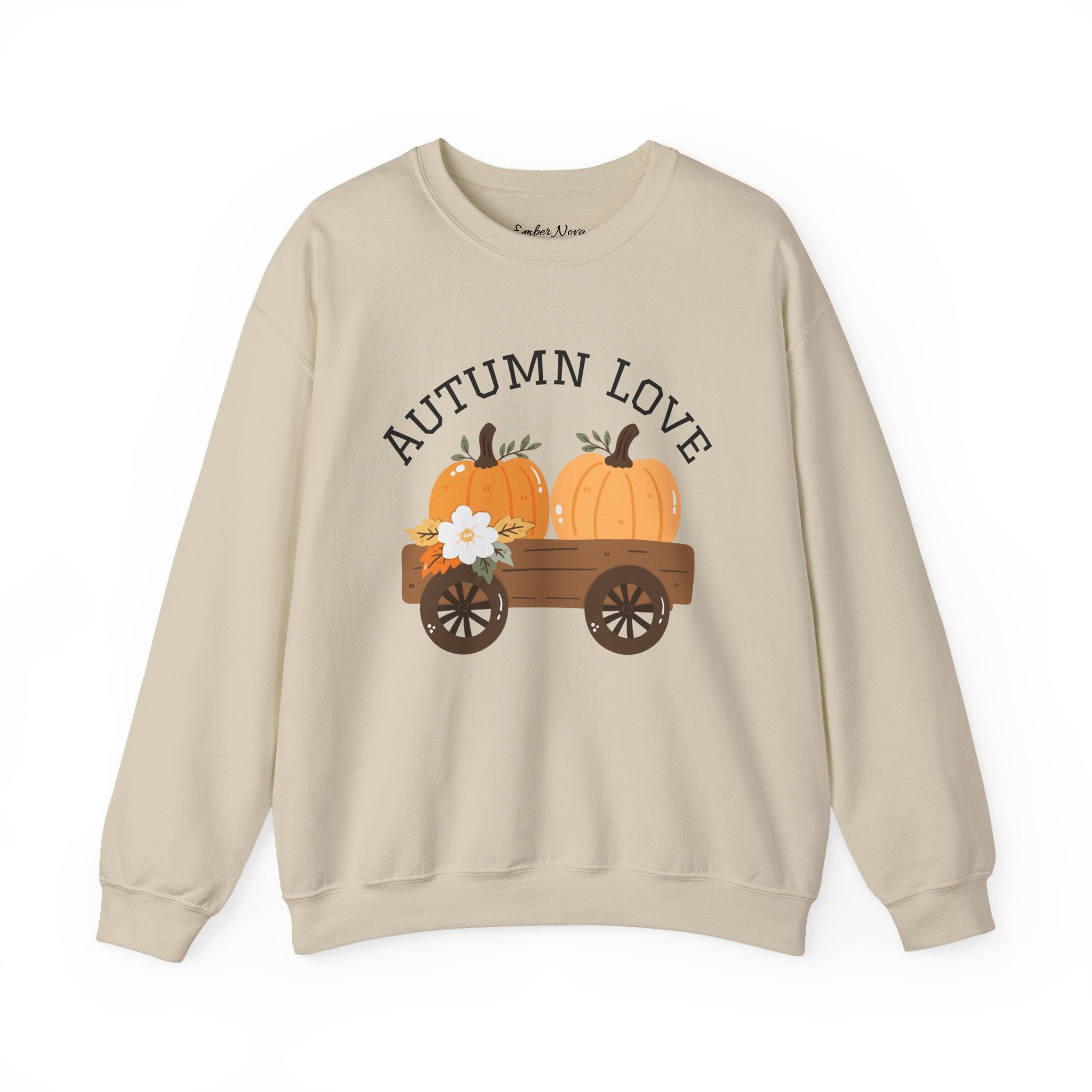 Autumn Love Crewneck Sweatshirt | Cozy Fall Apparel, Pumpkin Sweater, Harvest Gift, Thanksgiving Clothing, Seasonal Fashion