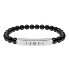 Engraved Moon Phase Natural Stone Stretch Bracelet