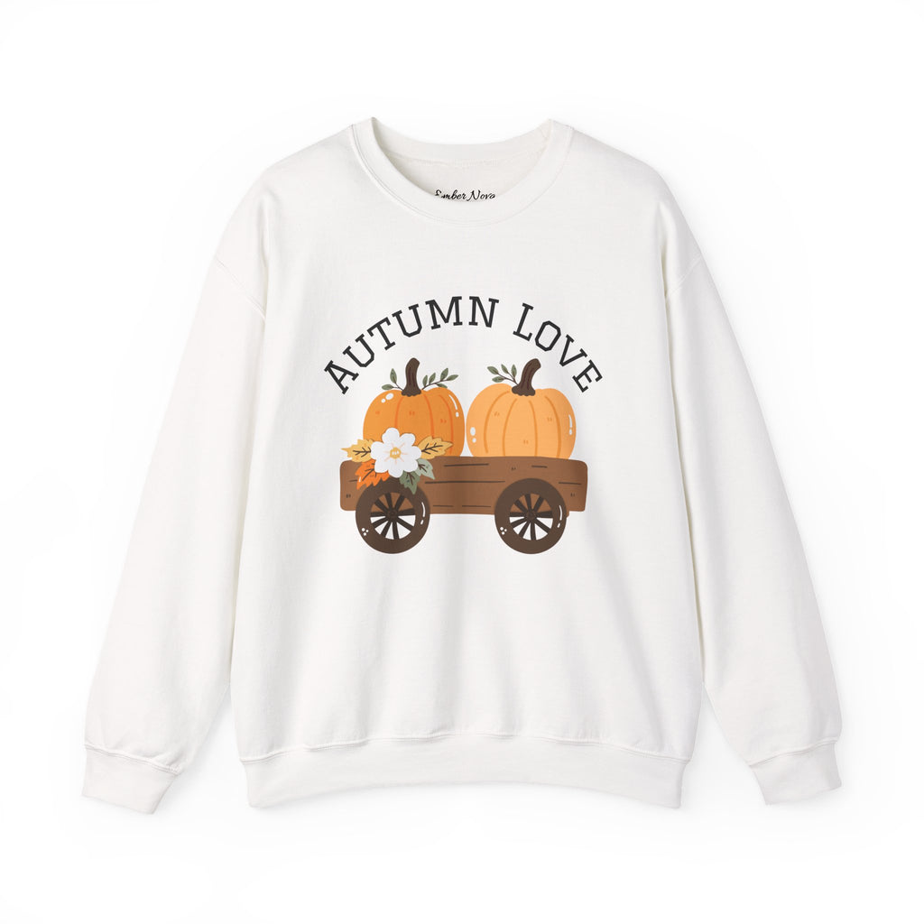 Autumn Love Crewneck Sweatshirt | Cozy Fall Apparel, Pumpkin Sweater, Harvest Gift, Thanksgiving Clothing, Seasonal Fashion