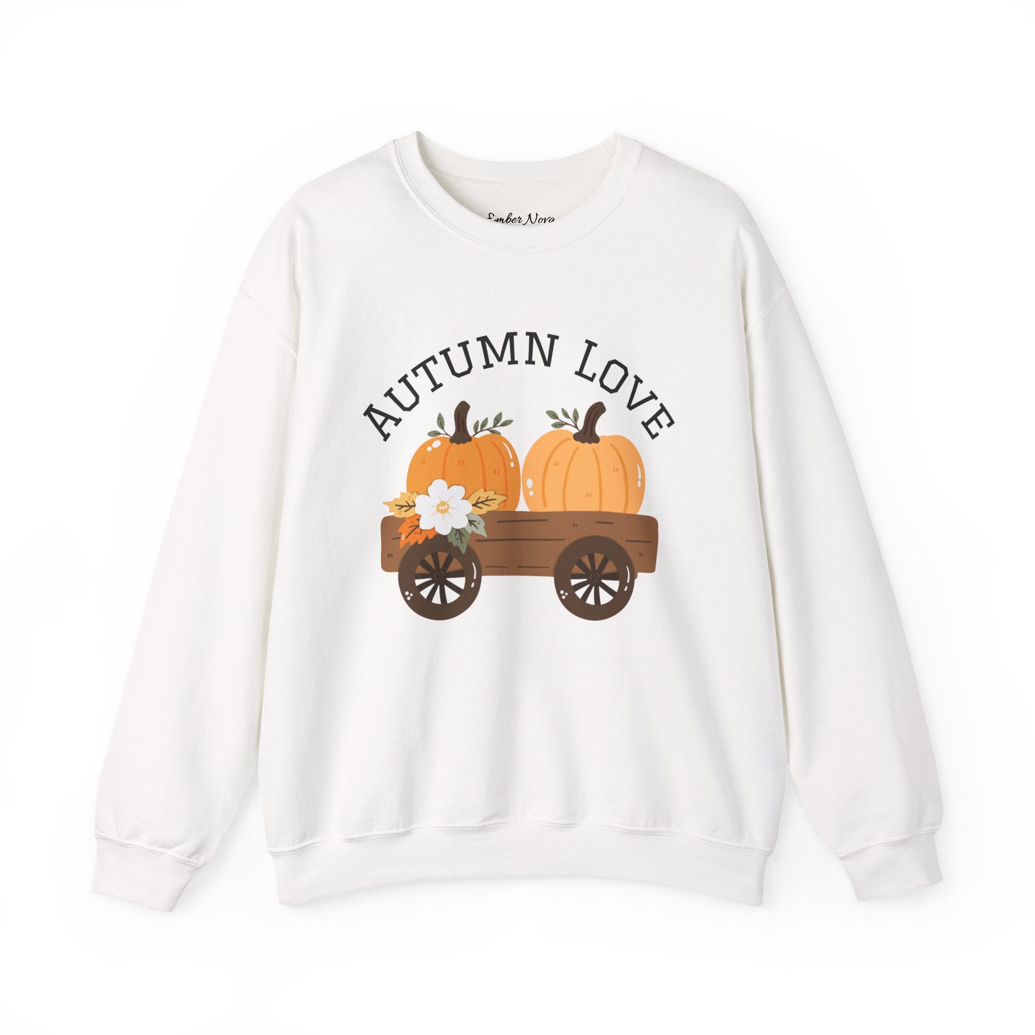 Autumn Love Crewneck Sweatshirt | Cozy Fall Apparel, Pumpkin Sweater, Harvest Gift, Thanksgiving Clothing, Seasonal Fashion