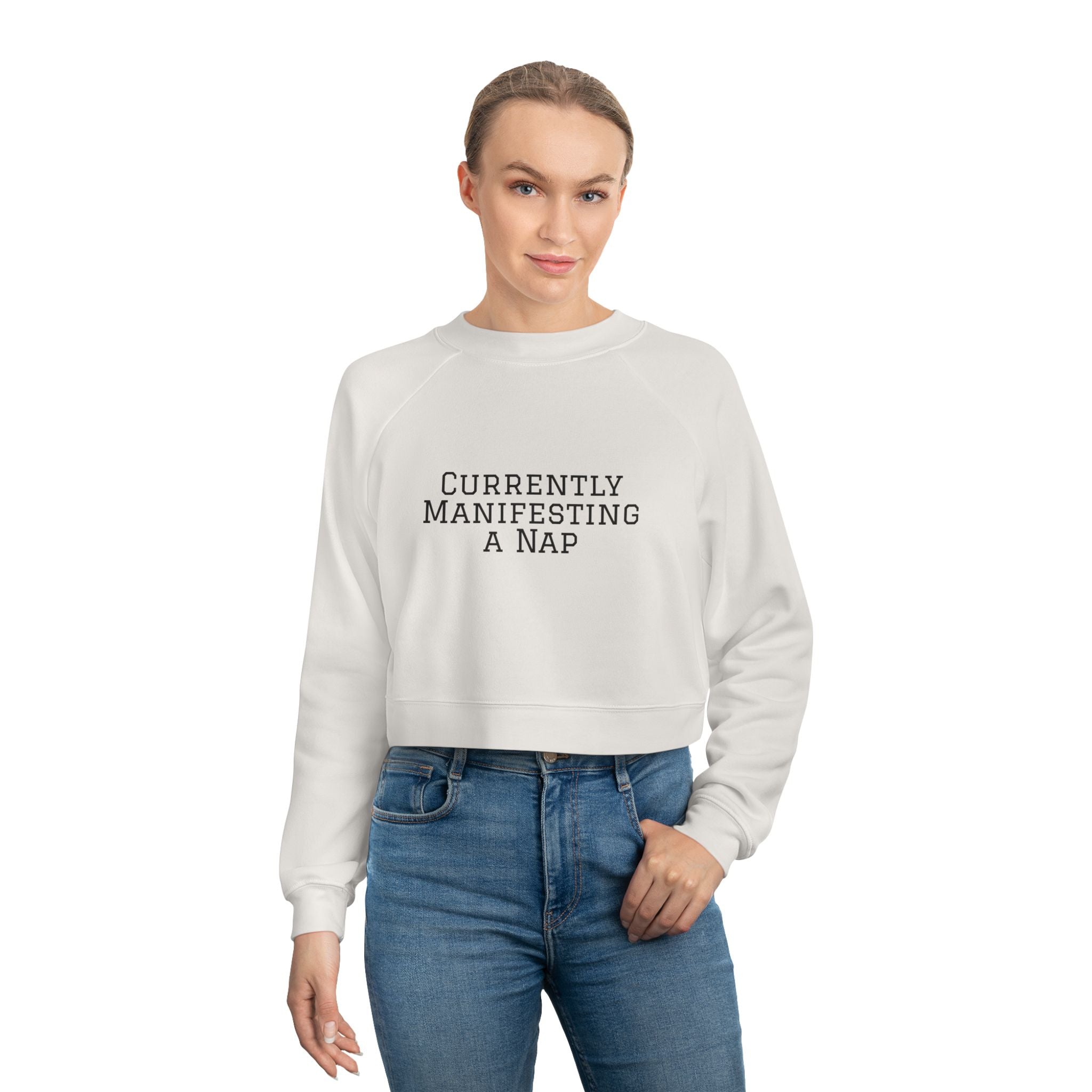 Currently Manifesting a Nap Cropped Fleece Pullover