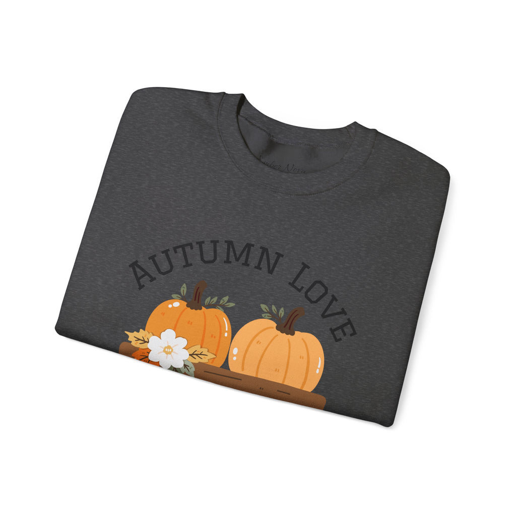 Autumn Love Crewneck Sweatshirt | Cozy Fall Apparel, Pumpkin Sweater, Harvest Gift, Thanksgiving Clothing, Seasonal Fashion