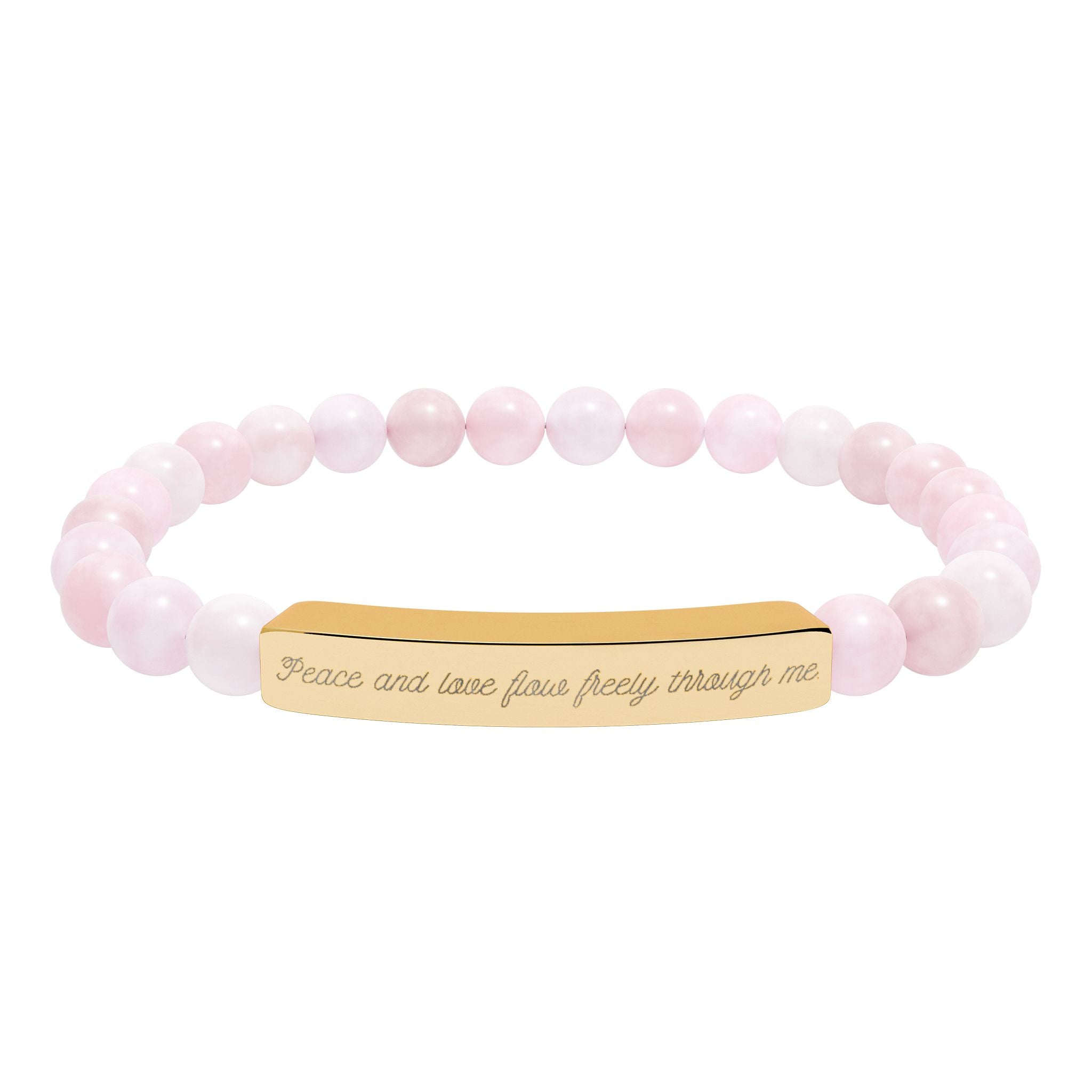 "My softness is my strength" Engraved Rose Quartz Stretch Bracelet - Customizable Gift for Her