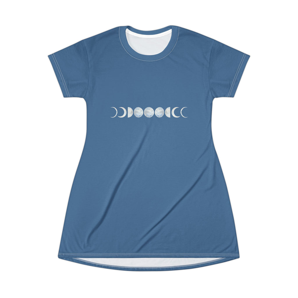 Moon Phases T-Shirt Dress - Cosmic Style for Everyday Wear