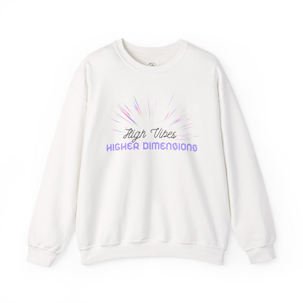 Crewneck Sweatshirt — "High Vibes Higher Dimensions" Pastel Spiritual Graphic
