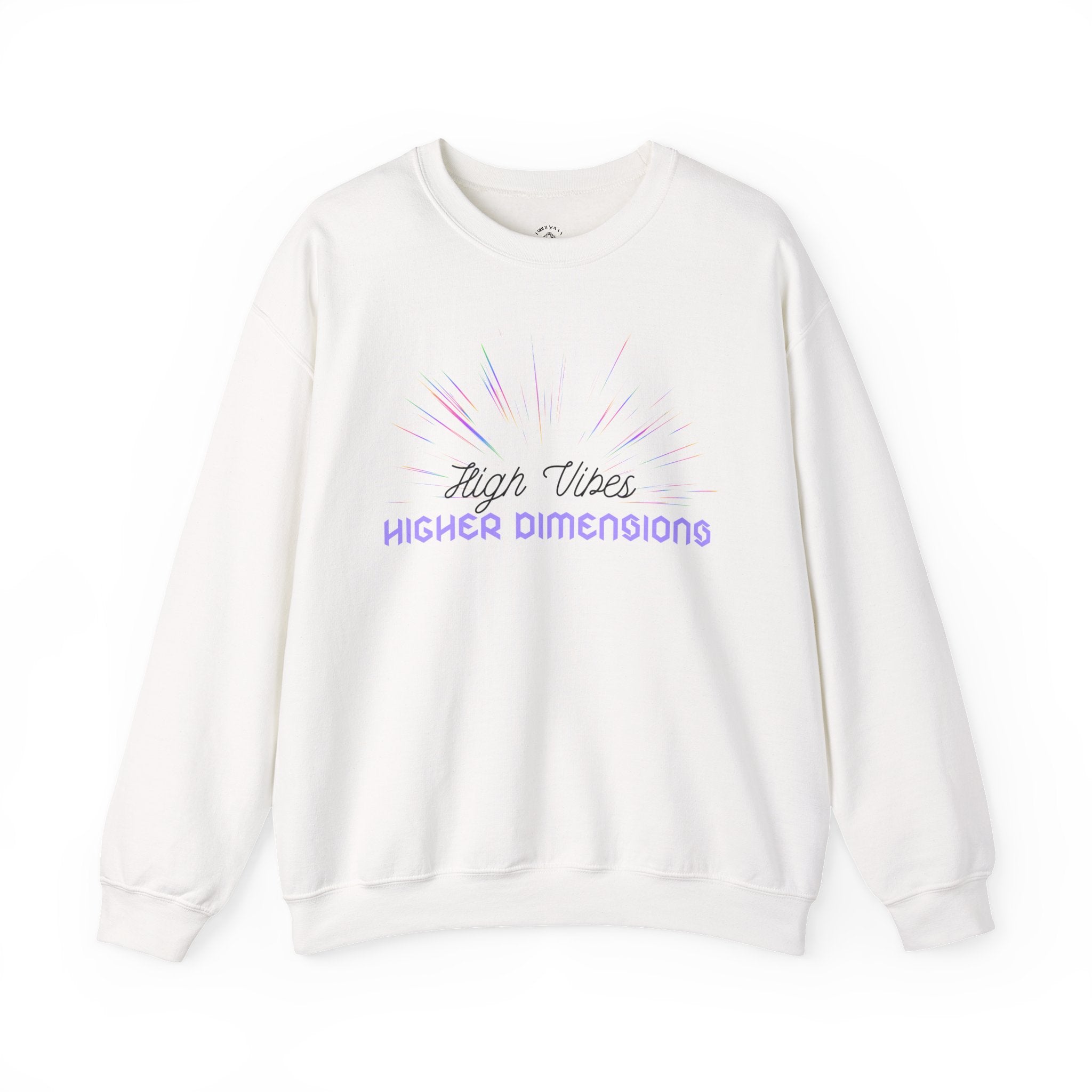 Crewneck Sweatshirt — "High Vibes Higher Dimensions" Pastel Spiritual Graphic