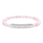 "Love begins within me." Engraved Rose quartz Bar Bracelet - Meaningful Gemstone Jewelry