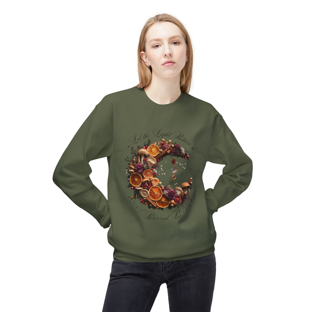 Crewneck Sweatshirt — Autumn Citrus Wreath “Count Your Blessings” Fall Graphic