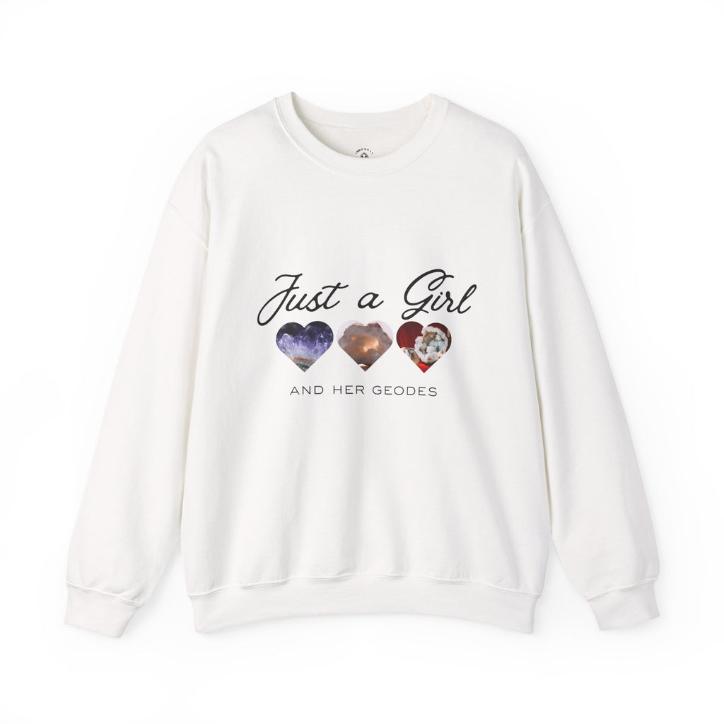 Just a Girl and Her Geodes Sweatshirt — Heart Geode Graphic Crewneck