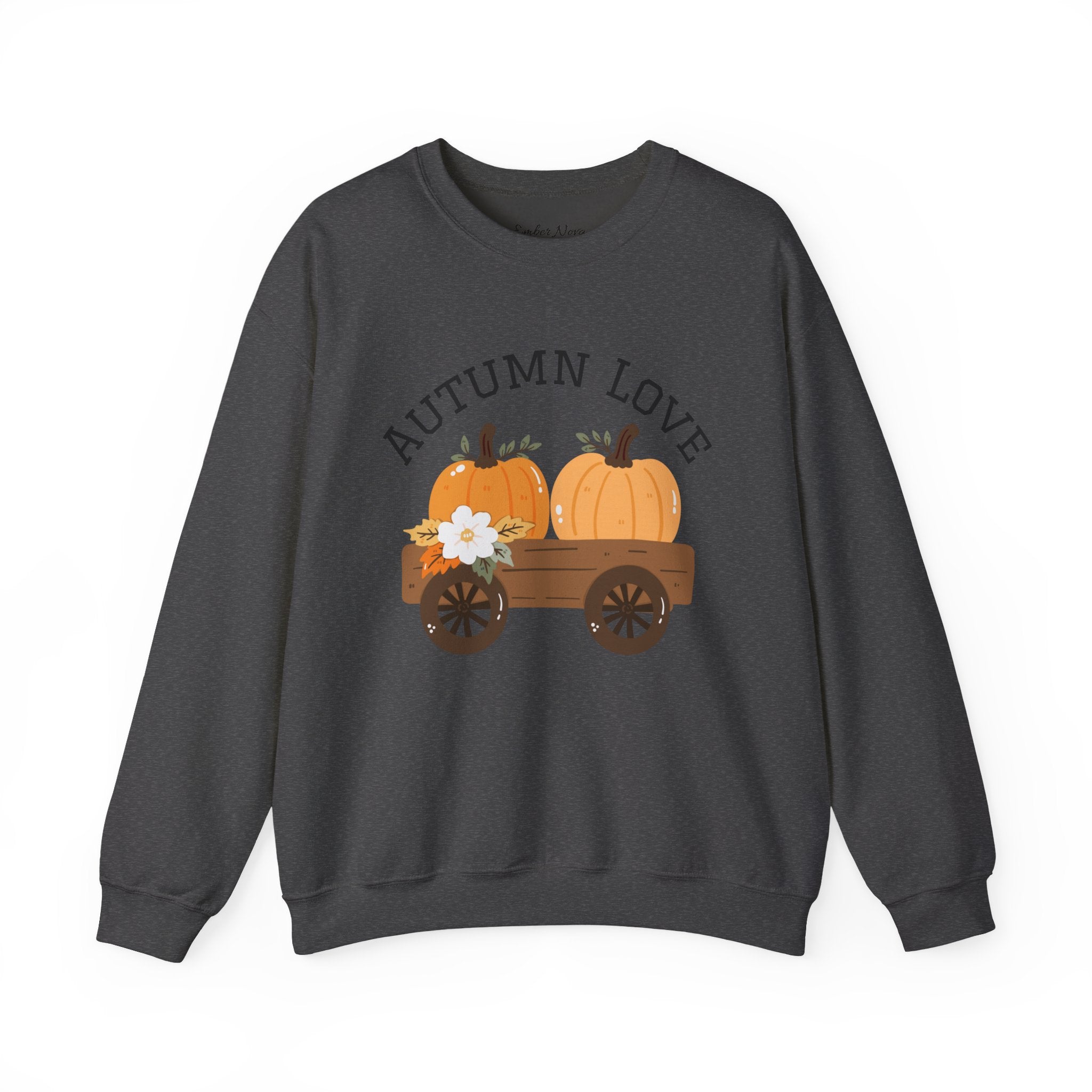 Autumn Love Crewneck Sweatshirt | Cozy Fall Apparel, Pumpkin Sweater, Harvest Gift, Thanksgiving Clothing, Seasonal Fashion