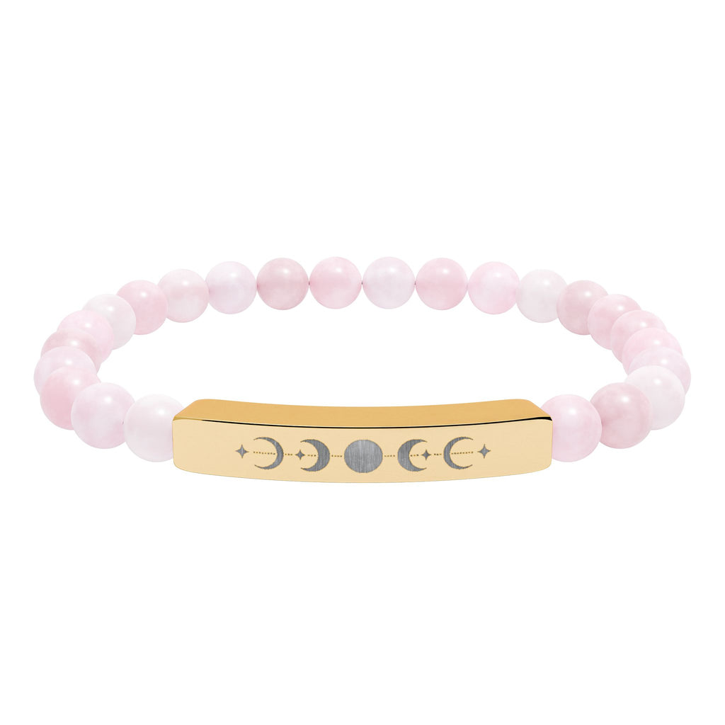 Engraved Moon Phase Natural Stone Stretch Bracelet